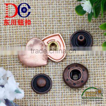 High end metal snap button heart shaped design snap button for fahion overcoat