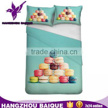 Polyester Printing Macarons Design 3D Bed Set