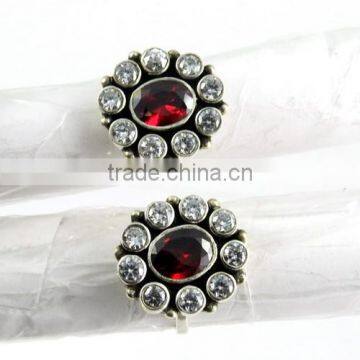 Exclusive !! Red CZ_White CZ Bezel Setting 925 Sterling Silver Toe Ring, Silver Jewelry, Gemstone Silver Jewelry