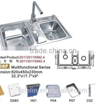 2014 LELIN double bowls stainless steel kichen sinks LL-7808F