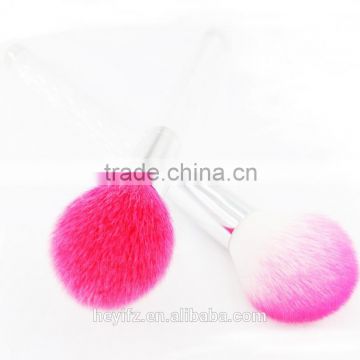 Pink Synthetic Hair Blush BrushTransparent Acrylic Handle Flame Shape Powder Brush