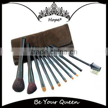 10pcs Synthetic Hair Brown Makeup brush Set