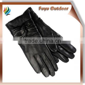 women leather gloves with woven leather flower on back, premium leather, size s,m,l,xl,xxl, any color