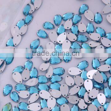 Fancy Stone Stitching With Holes 6x10 mm Tear drop Sew On Acrylic Stones With Double Holes For Dressing Hats Shoes Bags