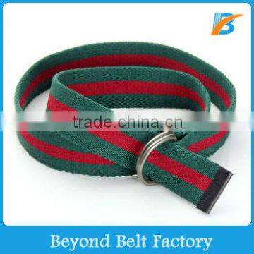 Beyond Boys' Green&Red Striped Web Belt with D-ring Closure