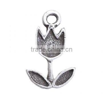 Wholesale Antique Silver Zinc Alloy Tulip Charm