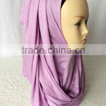 Fashion Beauty Women Muslim Jersey Cotton Solid Color Scarf Plain Hijabs photo-3