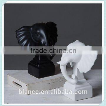 white and black elephant ceramic figurine for business gift