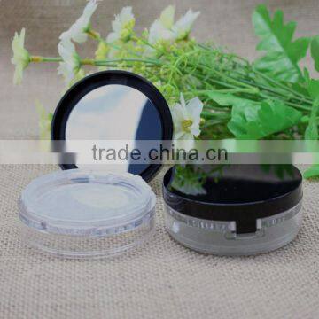 Empty loose powder container with mirror for cosmetic use
