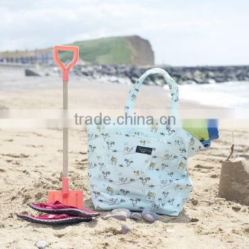 2014 pvc cotton waterproof designer printing pattern Reversible beach Bag