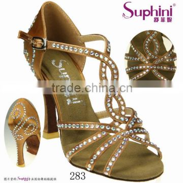 Suphini Deep Tan Satin Spain Fashion Latin Dance Shoes