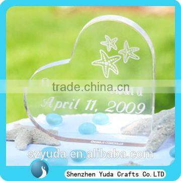 customized printing heart shaped block for wedding birthday Christmas gift clear acrylic logo block wholesale