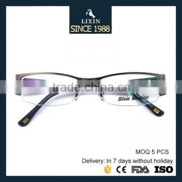 Luxury Brand New Design Metal Half-Rim Glasses Frame Rhinestone Women Black/Gray/Brown/Silver Frame Wide Temple SM4027 photo-5