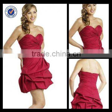 New Arrival Wholesale Custom Made Mini Sexy Sweetheart Red Taffeta Pleat Homecoming Dress H0064