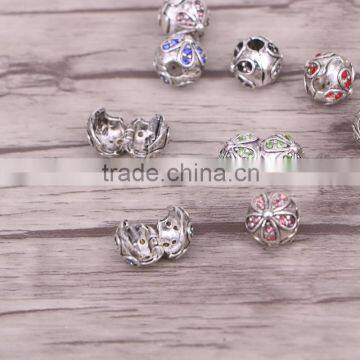Bead Clip Lock Mixed Crystal Tibetan Silver Plated Stopper Beads Charms Fit European Bracelet photo-2