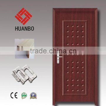 Wholesale mdf pvc wooden emboss interior decorative eco-friendly door with hinges ,locks