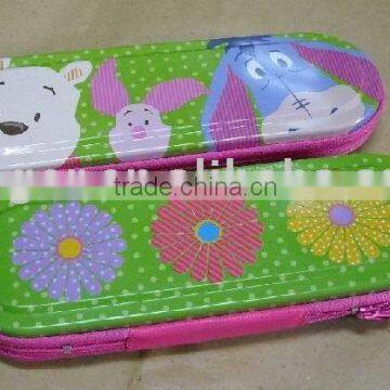 Tin pencil box with zipper, color pencil box,