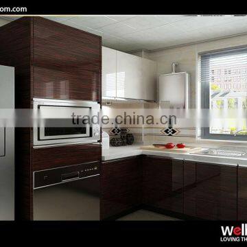 Modern Gloss Wood Veneer Finish Kitchen Cabinet