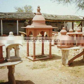 Pink Stone Carved Gazebo