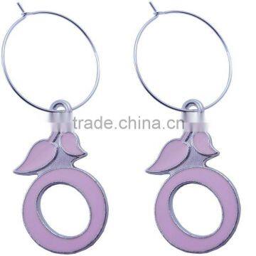 Fashion Metal Pink Leaf Wine Charms