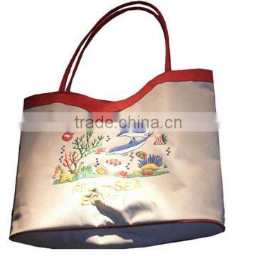 stitching canvas cartoon handbag shoulder rpet tote bag jute shopping bag