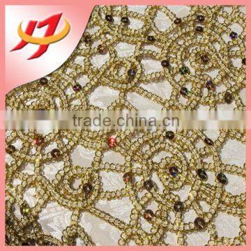 Cheap Round or Square Wedding Embroidered Gold Sequin Glitter Table Overlays photo-5