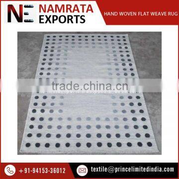 Latest Trendy Design Polka Dots White Hand Woven Flat Weave Rug at Reduced Market Rate