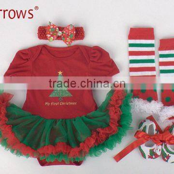 Wholesale 2016 Boutique Christmas Santa Baby Clothes Little Girl Cloth Infant Skirt Outfit Holiday Newborn Romper Sets photo-5