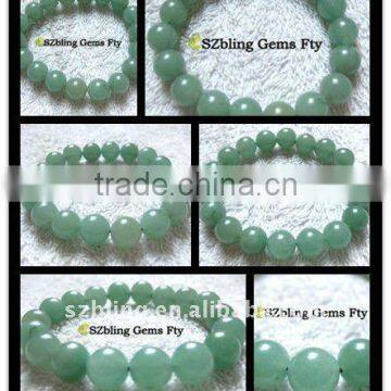 Loose gemstone green aventurine round beaded bracelet for men