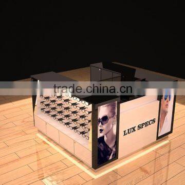 optical shop interior design wooden sunglasses kiosk showcase