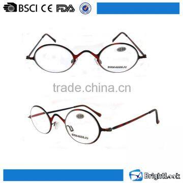 Unisex demi frame metal super slim small round reading glasses