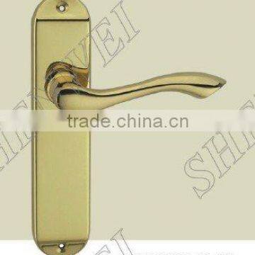 505-96 PB brass door handle on short plate(UK Market)