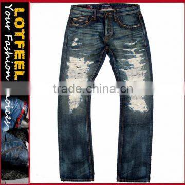 latest brand name jeans destroyed jeans pants mens high quality (LOTM179)