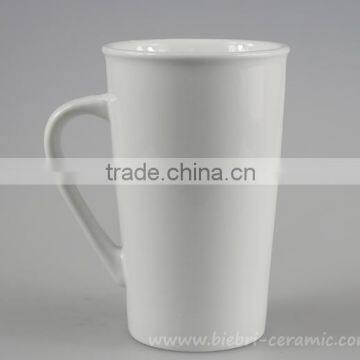 14oz Plain White Tall High Custom Design Ceramic Stoneware Coffee Tea Mugs Set