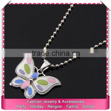 Metal bead necklace designs, butterfly pendant alloy necklace