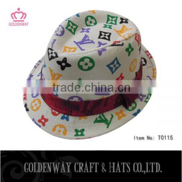 cotton kids fedora hats high printing letter child hats