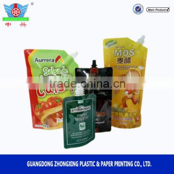 OEM leak proof standing up soft drink pouch with suction nozzle