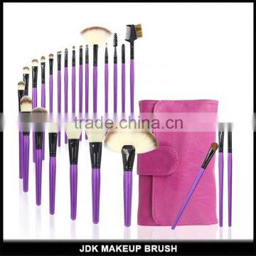 professional 24pcs makeup brush sets with pink PU leather roll bag