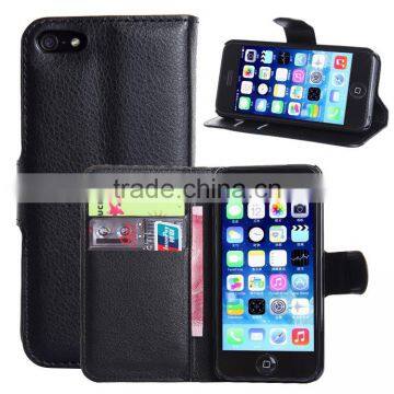 LITCHI TEXTURE Soft Wallet LEATHER Case Stand PU Leather Case For IPHONE5 5S FLIP LEATHER BUSINESS CASE MUTIFUNCTIONAL CASE