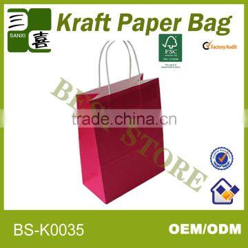 red printing craft paper bag with twisted handle