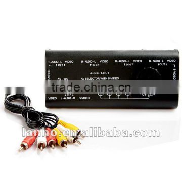 4 Group AV Audio Video S-VIDEO Selector Switch + AV Cable