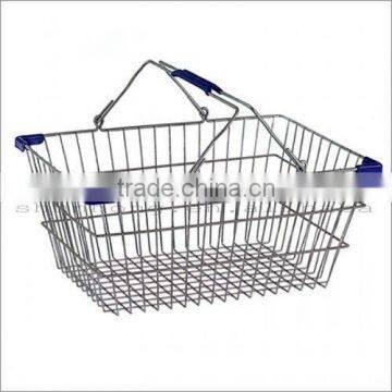 practical supermarket wire mesh shopping basket