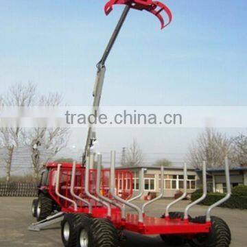 Forest Equipment Tractor Use Hydraulic Log Trailer Wood Trailer Timber Loading Trailer Log Wagon With Crane Grapple photo-4