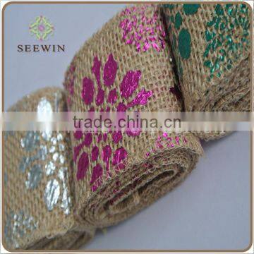 Natrual meatal print jute ribbon