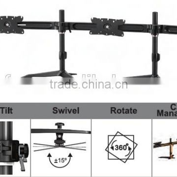 Aluminum triple Desk Quad LCD monitor arm stand mount