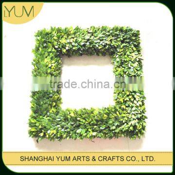 Square preserved boxwood wreath for festival and wedding decoration