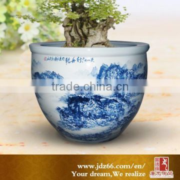 New year gift excellent quality handpainted blue and white large flower pot made in Jingdezhen