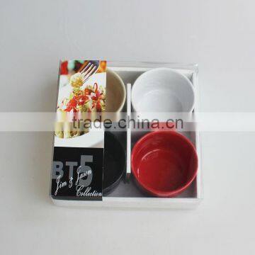 Promotional set of 4 colorful ceramic tapas bowl