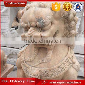 Life-size Red Marble Foo Dog (fu Dog) Statues photo-3