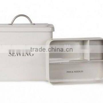 Metal sewing work box with seprators